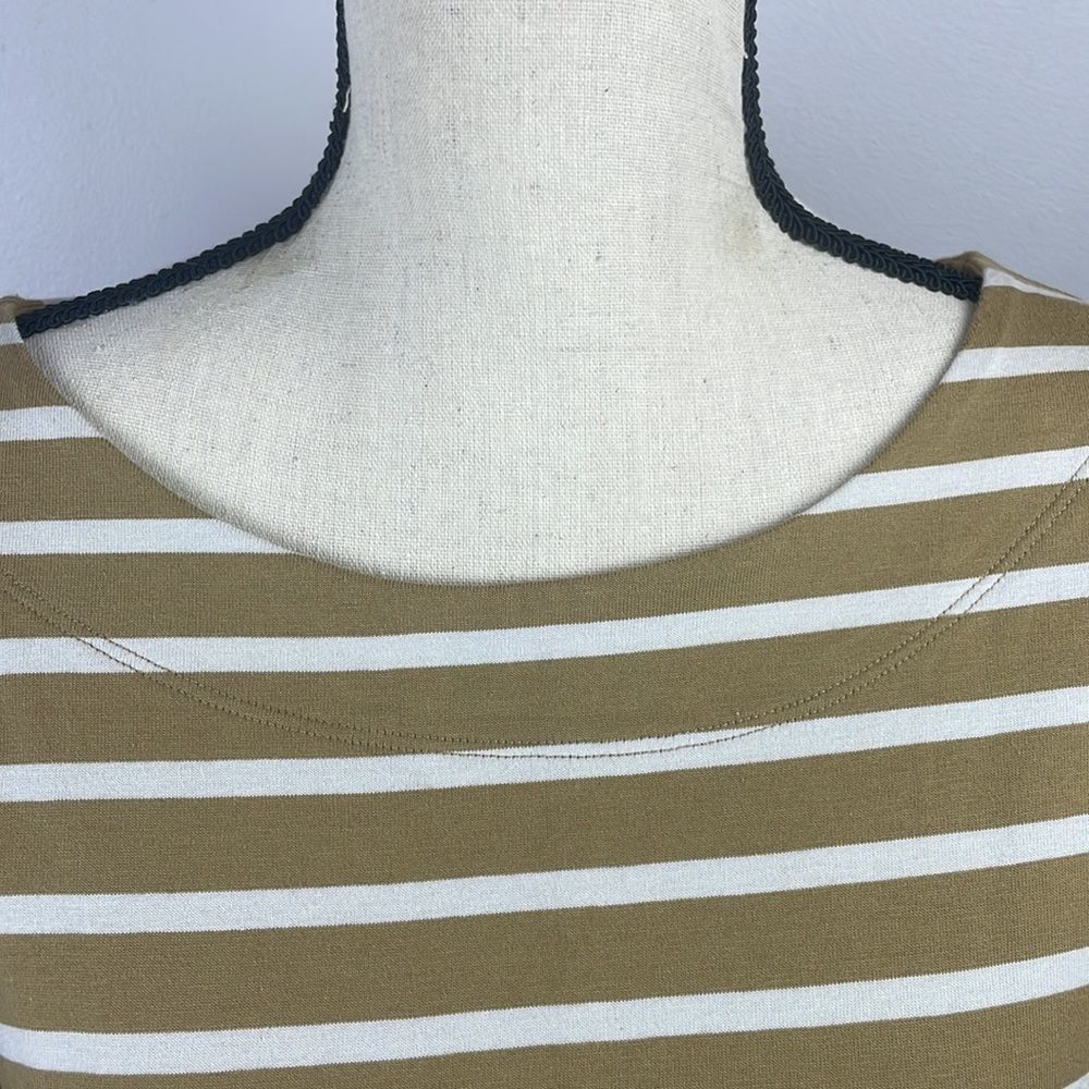 Free Assembly Women's Sailor T-Shirt SZ L Tan/White Stripe Quarter Length Sleeve - Picture 7 of 12